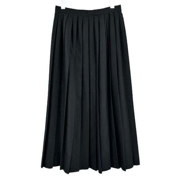 Vintage Dresses & Skirts - Vintage Made in Canada Rapport Black Wide Pleat Pleated Midi Maxi Skirt sz 10